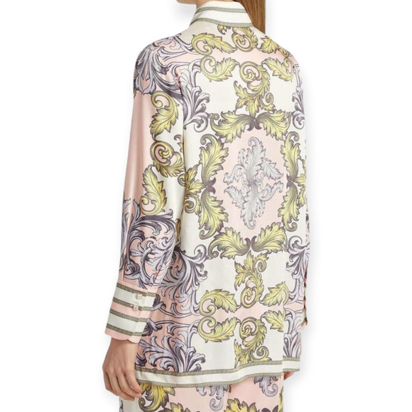 Alice + Olivia  Lane Button Down Filligree Day Dreamer Oversized Shirt Size Med - Picture 2 of 10